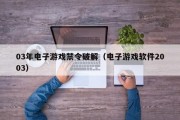 03年电子游戏禁令破解（电子游戏软件2003）