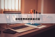 凉拖世界杯的简单介绍